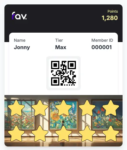 Digital loyalty card preview showing coffee shop rewards